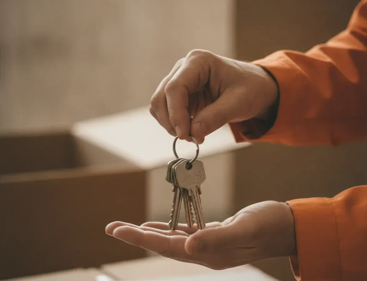 Übergabe der Wohnungsschlüssel nach einem gelungenen Umzug