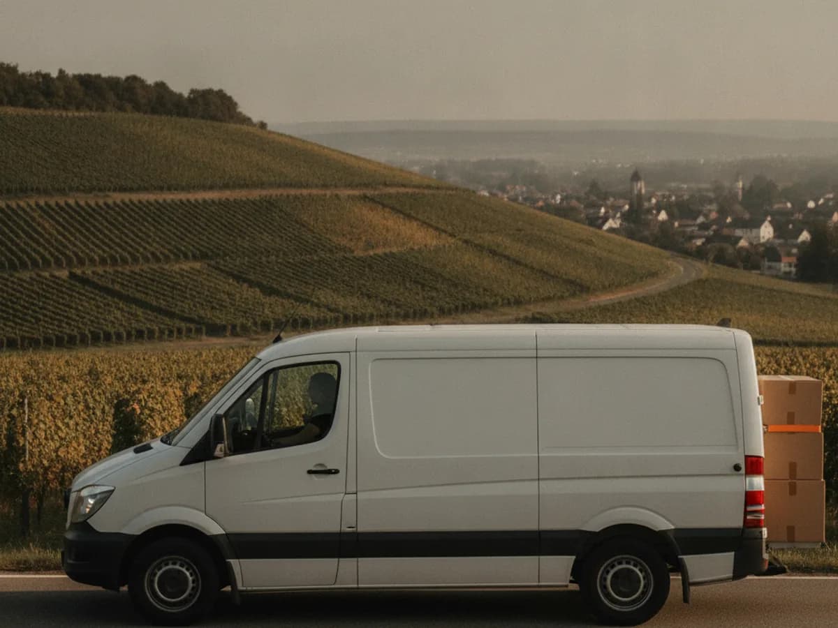Transporter unterwegs auf einer Landstrasse im Markgräflerland